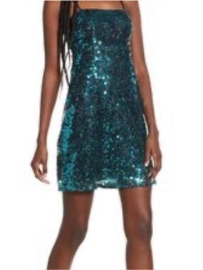 Leith Green Sequin Party Dress